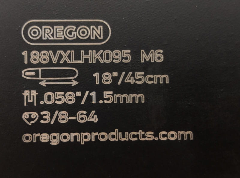 Oznaczenia na prowadnicy Oregon 188VXLHK095